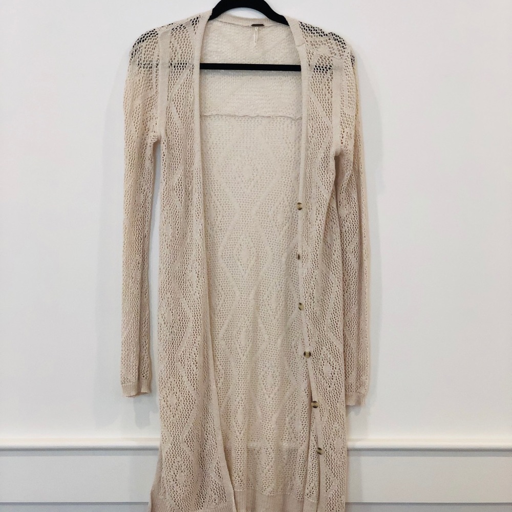 Free People beige duster cardigan